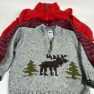 Old Navy Gray Zip-Up Sweater with Moose Design